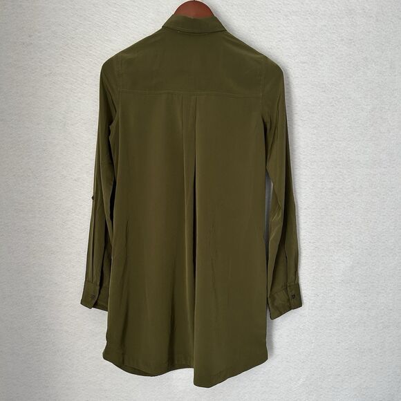 Abercrombie & Fitch Dress Women S Green Button Up Roll Tab Sleeve Casual Preppy - Picture 15 of 15